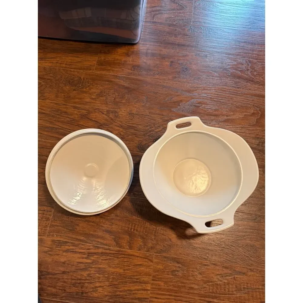 50s MCM Florence Ceramics White Semi Porcelain Covered Serving Bowl